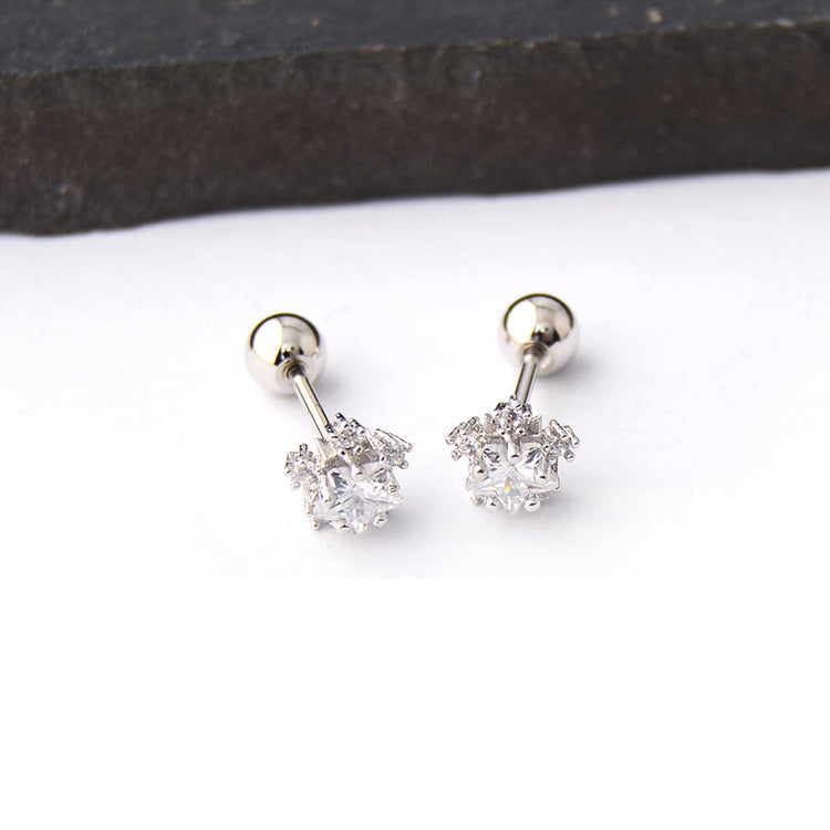 Girls' Ear Bone Nail With Full Diamond Stars And Snowflakes