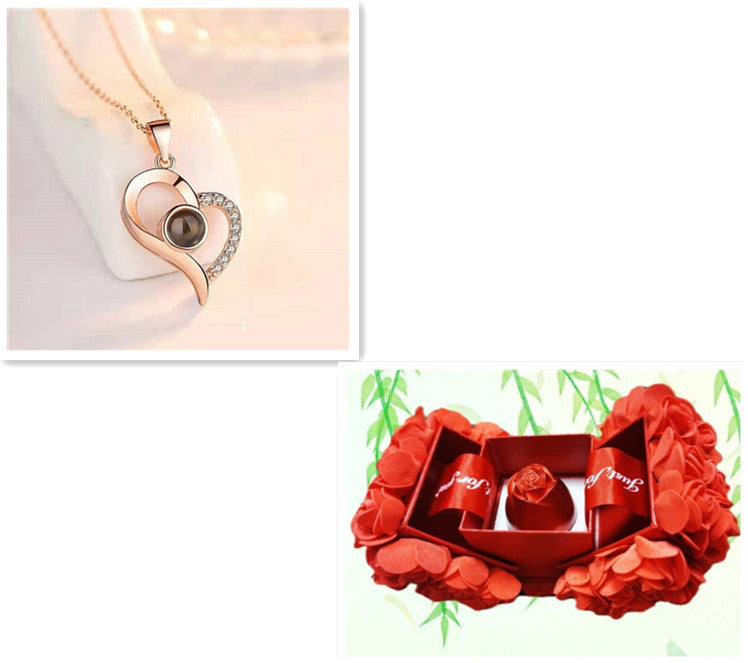 Romantic Rose & Crystal Necklace Gift Set