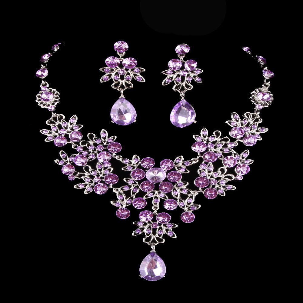 Butterfly Big Water Drop Necklace Earring Set Wedding