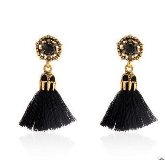 Baroque Diamond Hollow Tassel Stud Earrings