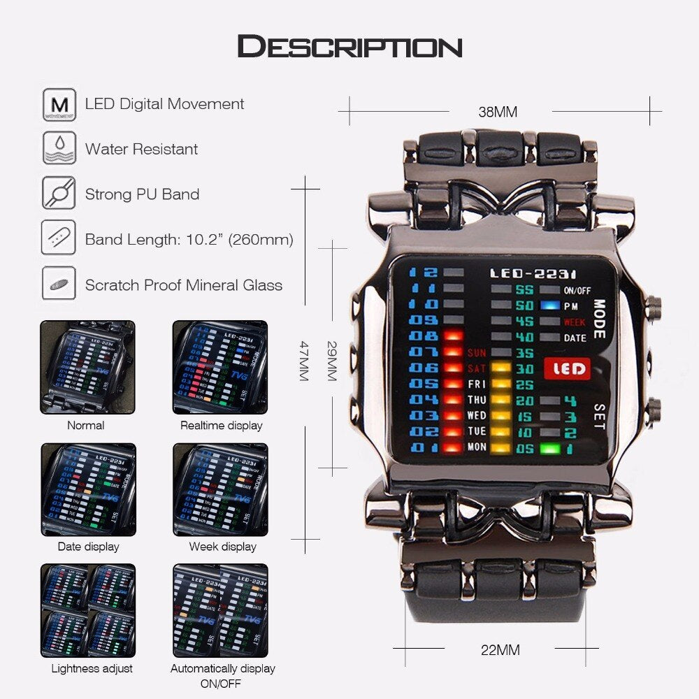 TVG Student Waterproof Watch Multi Function