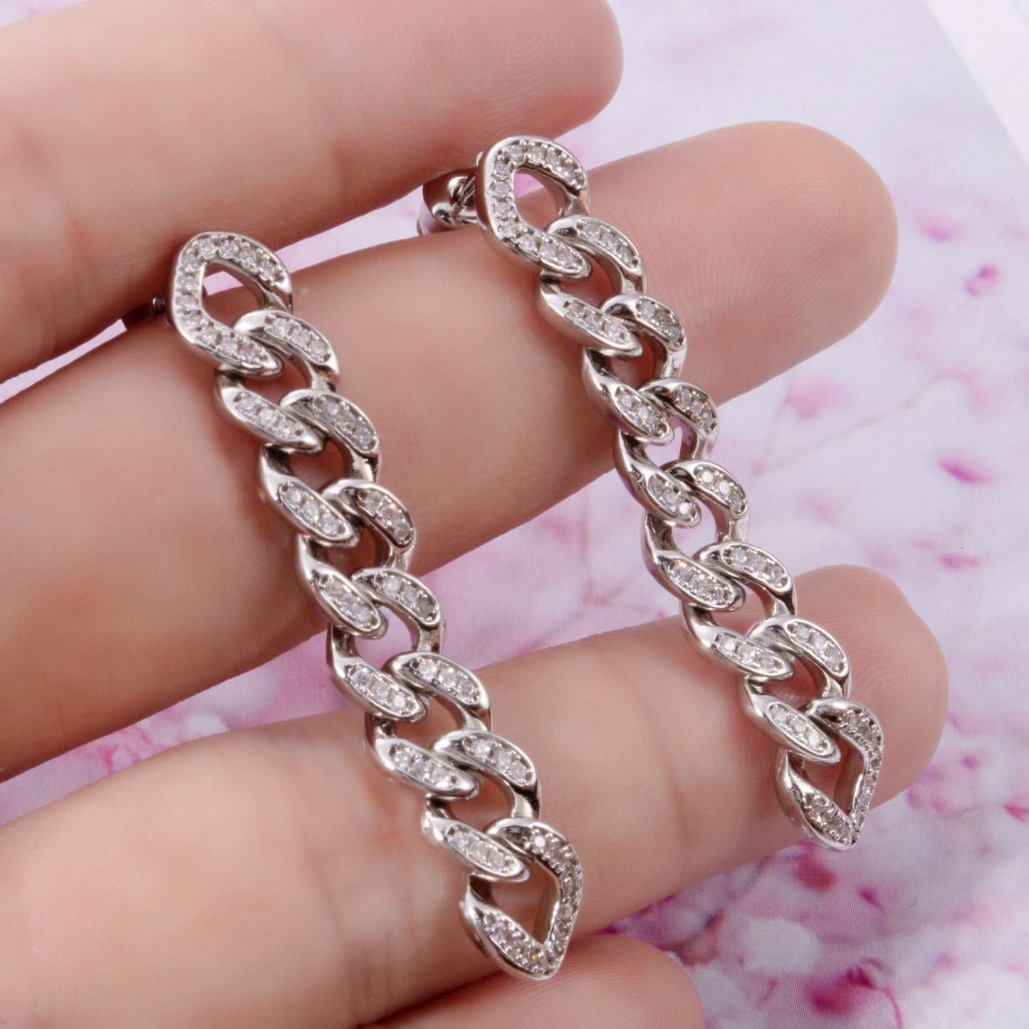 Zircon Chain Long Cuban Chain Chain Stud Earring Chain