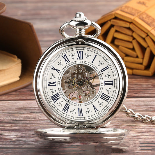 Carved Hollow Digital Mechanical Pocket Watch