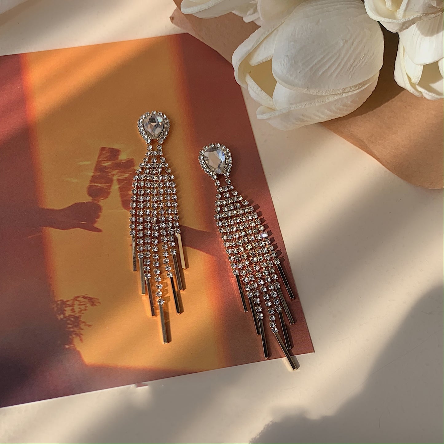 Bride With Rhinestone Earrings Super Flash Long Tassel Temperament