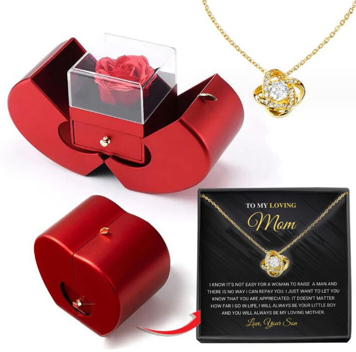 Eternal Rose Red Apple Fashion Jewelry Box Gift with Necklace