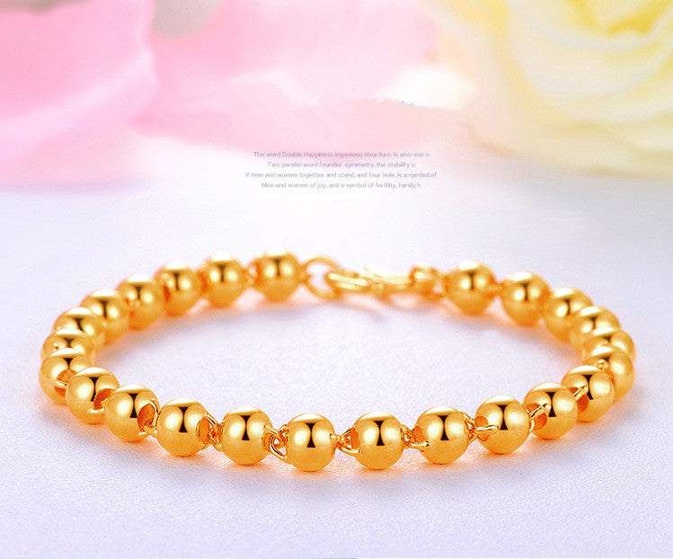 Men's round bead bracelet with 24k gold imitation