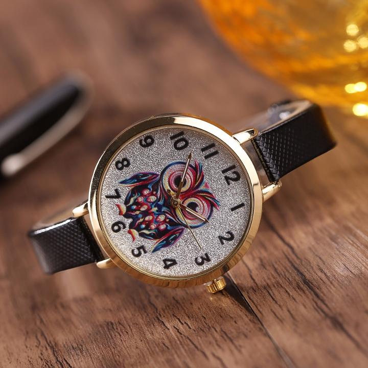 Owl student cartoon watch female model thin belt watch