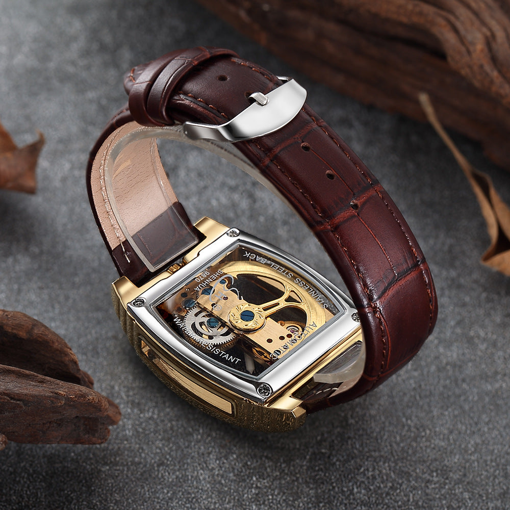 SHENHUA barrel-shaped double-sided hollow automatic mechanical watch