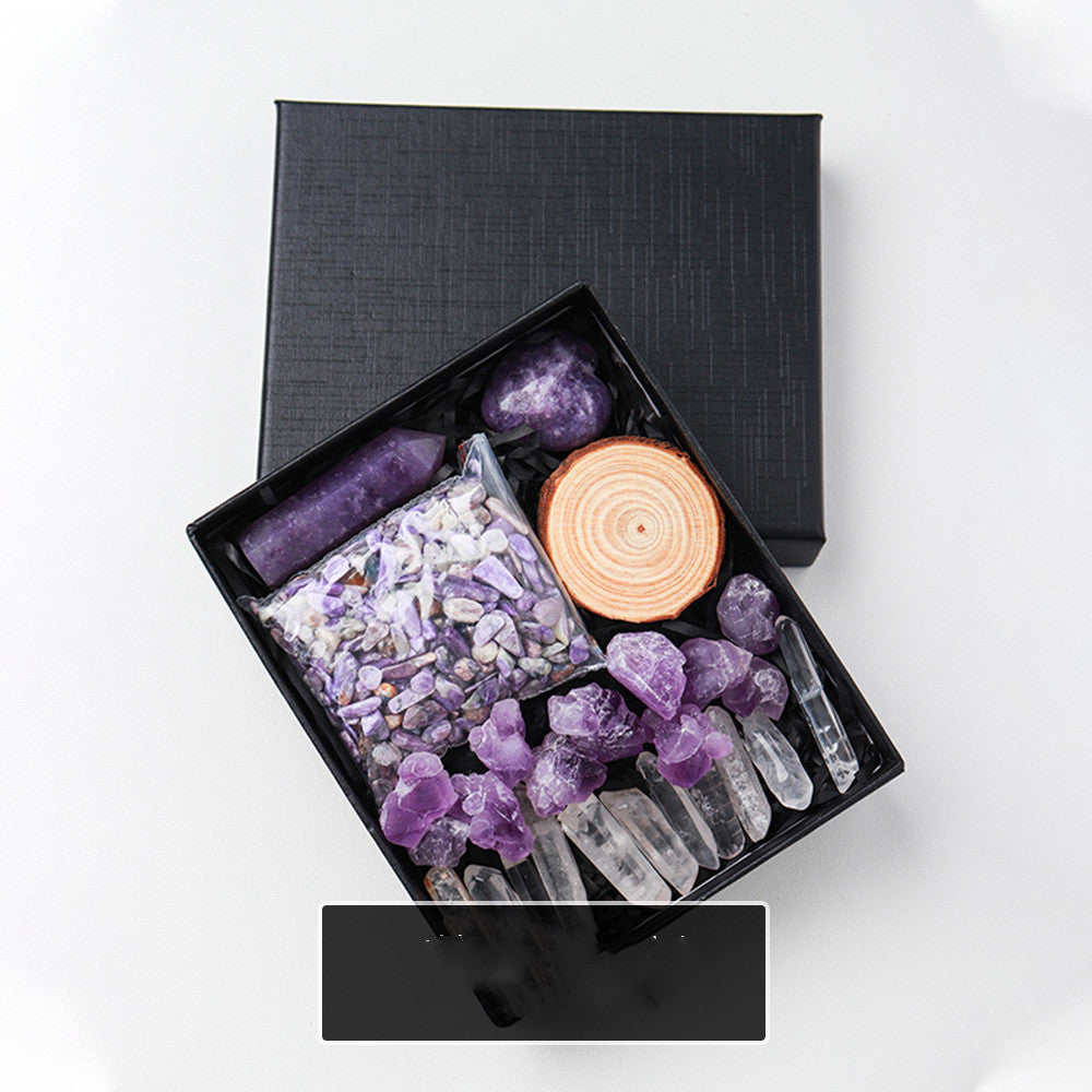 Natural Crystal Rough Pillar Crushed Stone Gift Set