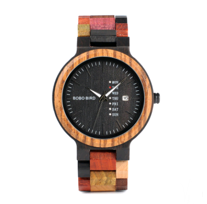 Casual wooden watch men's watch week calendar garden unique quartz watch