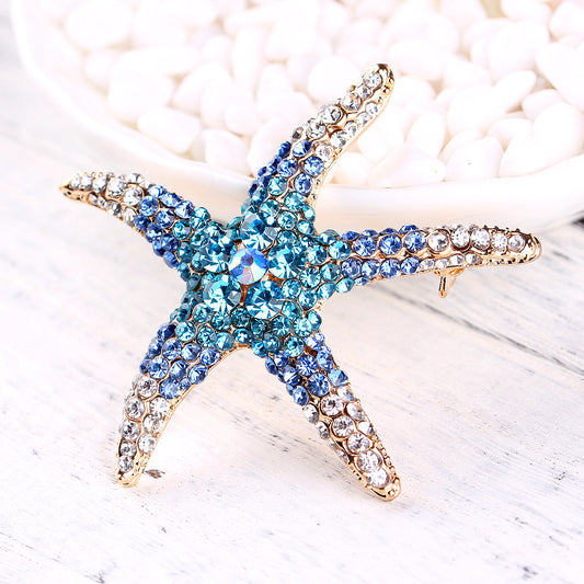 Women's Fashionable All-match Diamond Starfish Brooch