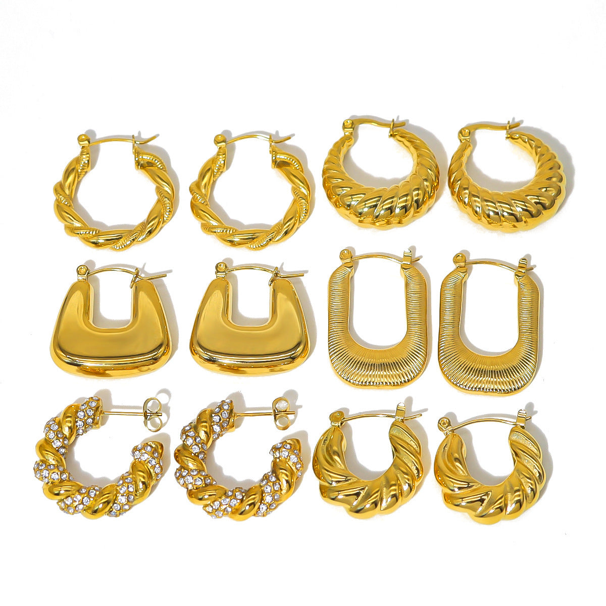 High-grade Titanium Steel Gold-plated Hollow Crescent Earrings