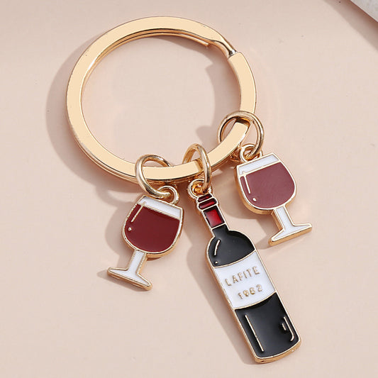 Wine Beer Car Key Pendant Keychain