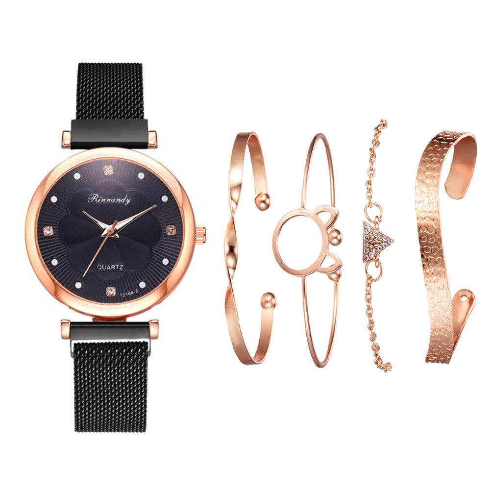 Net belt magnet quartz watch bracelet  5pcs/set