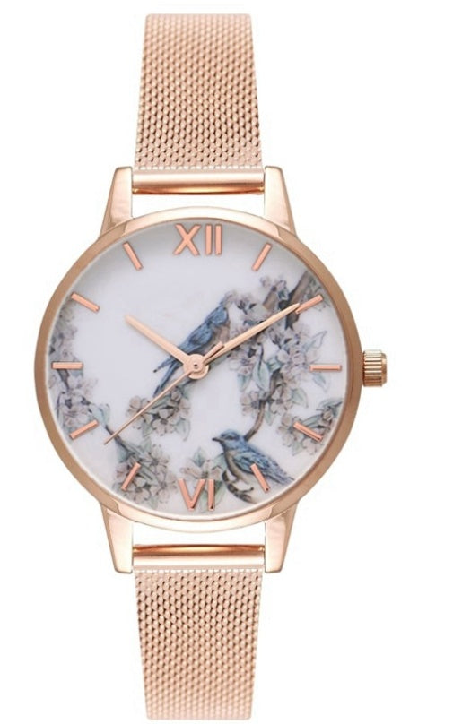 Fine strap ladies watch cuckoo fashion stainless steel with rose gold quartz watch