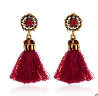 Baroque Diamond Hollow Tassel Stud Earrings