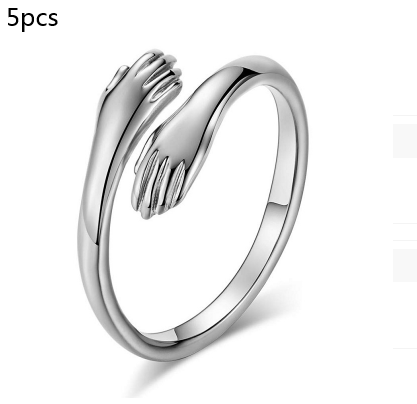 Alloy Simple Hands Hug Ring Opening Adjustable Jewelry