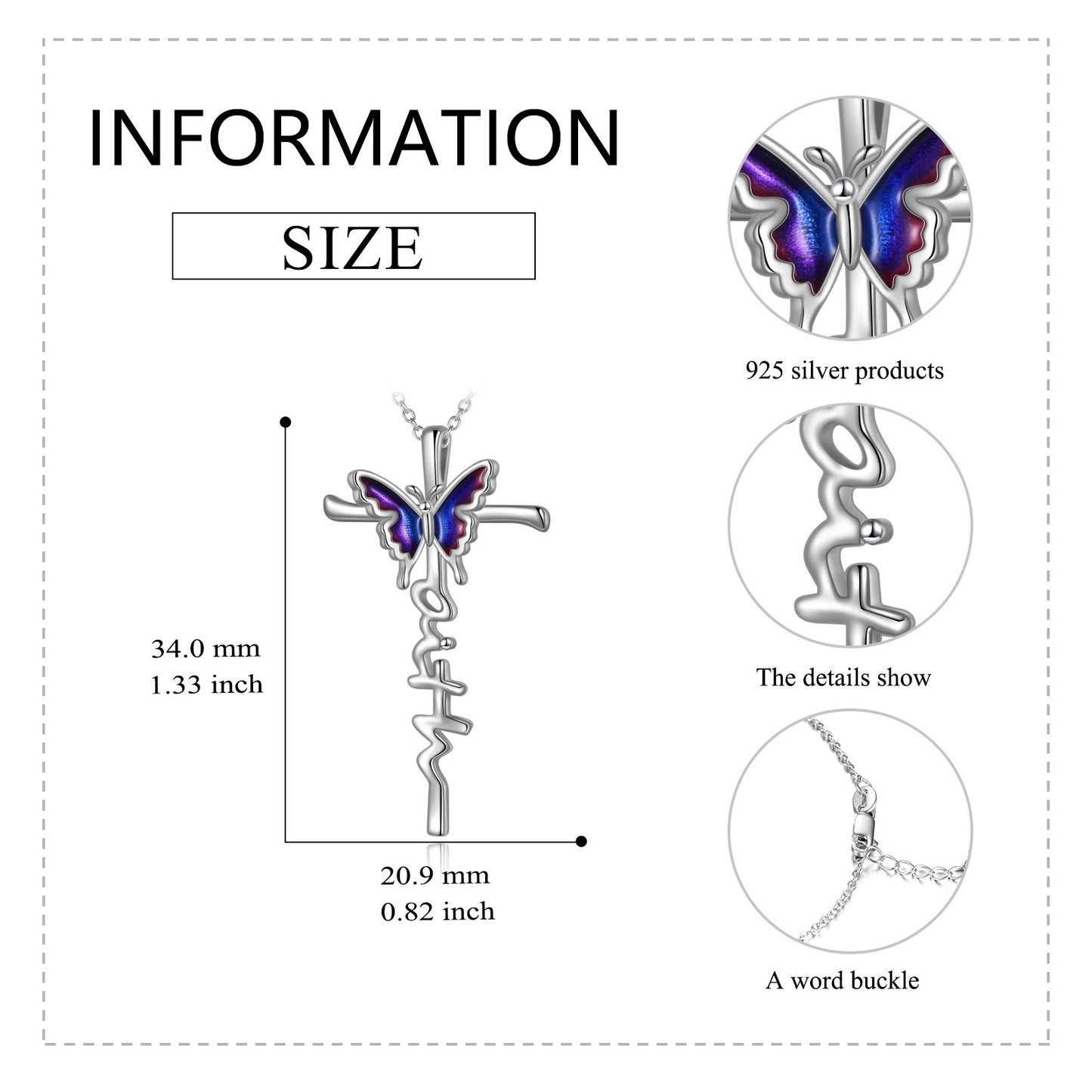 Butterfly Cross Pendant Necklace