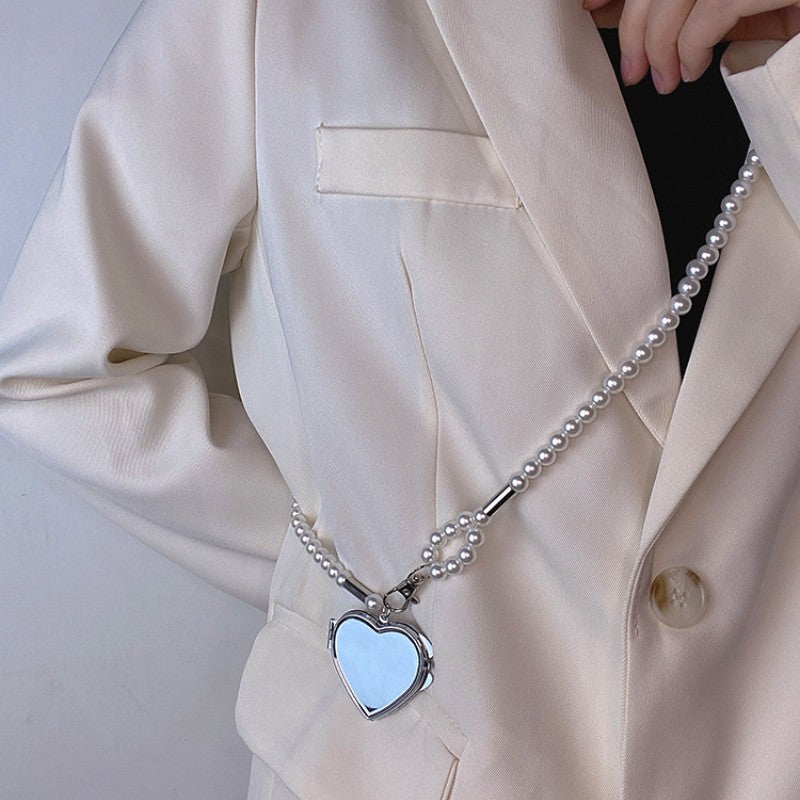 Ins Style Pearl Waist Chain Crossbody Strap Women's All-match Fashion Heart-shaped Pendant