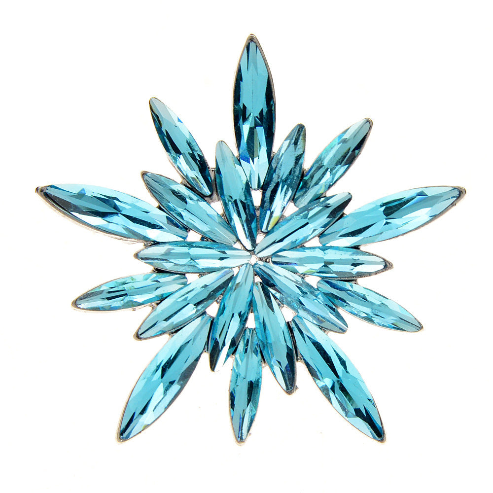 Christmas Blue Snowflake Brooch Pin