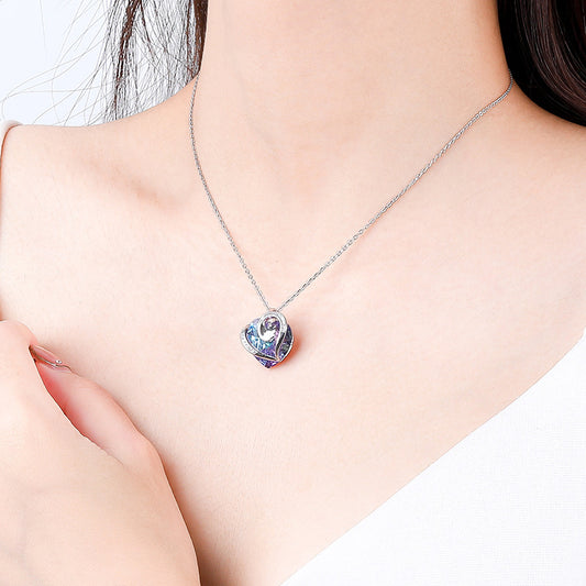 Design Sterling Silver Fashion Crystal Love Necklace