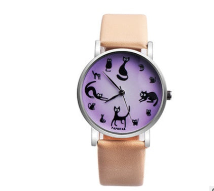 Explosive cat light skin girl belt watch small lazy animal quartz watch