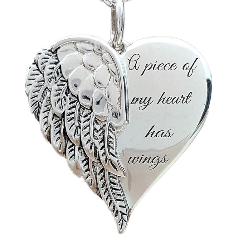 European And American Angel Wings Lettering Necklace