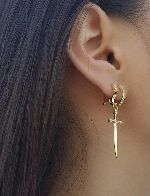 Dagger Earring Earrings Earrings Cross-border Hot-selling Fashion Simple And Creative Diamond Earrings