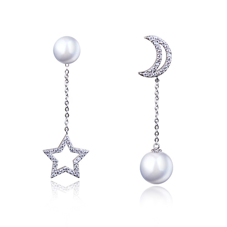 Long star and moon earrings