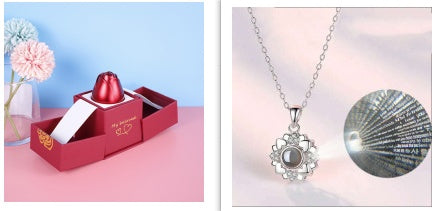 Romantic Rose & Crystal Necklace Gift Set