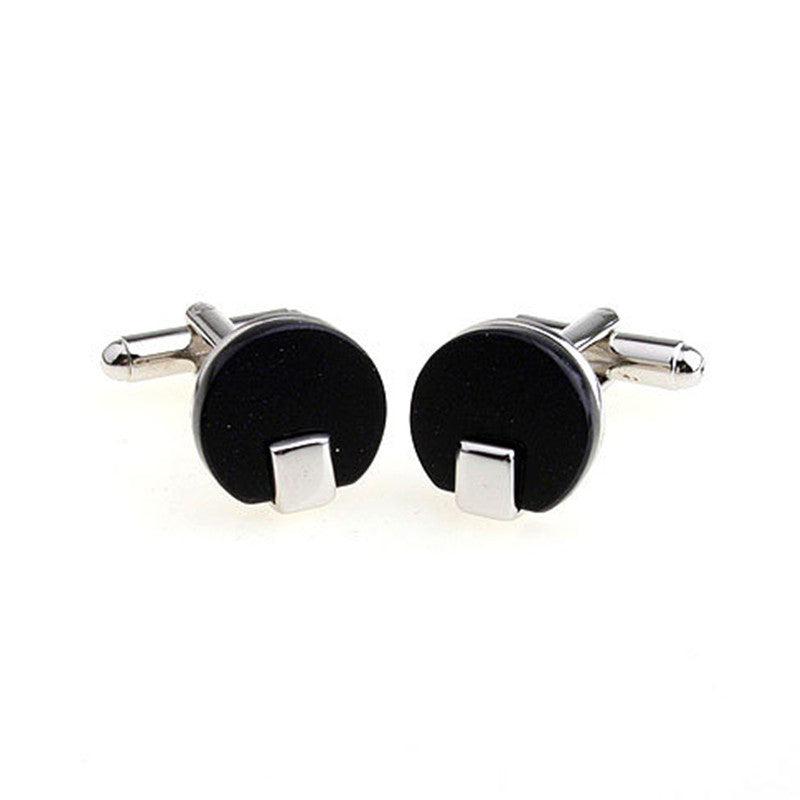 Men's Fashion Round Black Onyx Cufflinks