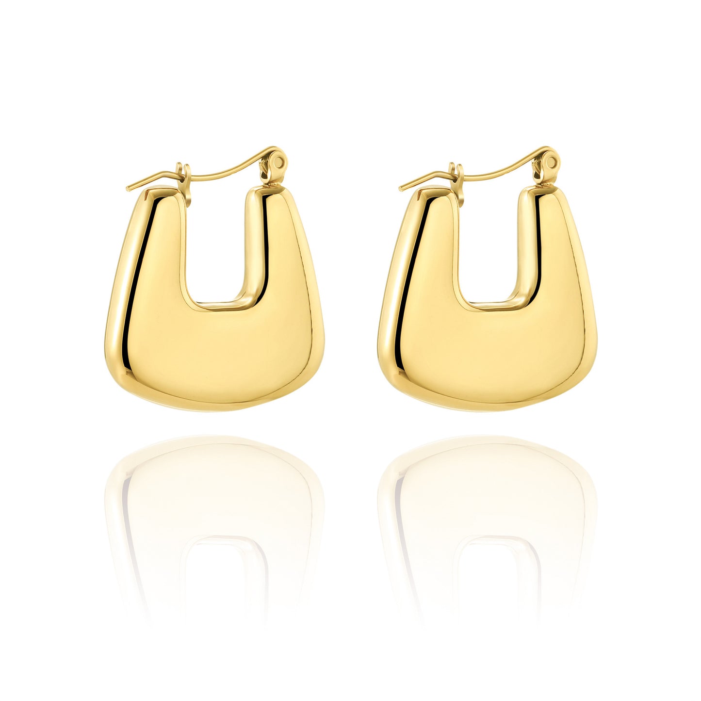 High-grade Titanium Steel Gold-plated Hollow Crescent Earrings