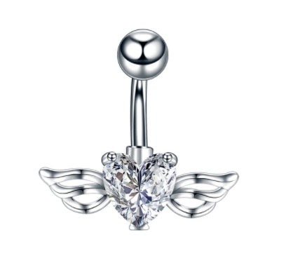 Heart Zircon Crystal Devil Belly Button Ring Navel Piercing 316L Stainless Belly Button Rings Body Jewelry Pircing Ombligo