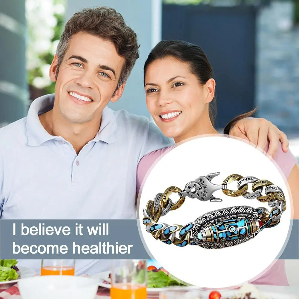 Fashion Jewelry New Men's Bracelet Personality Retro Transfer Rotating Nine Eye Pearl Bracelets High-end Gift