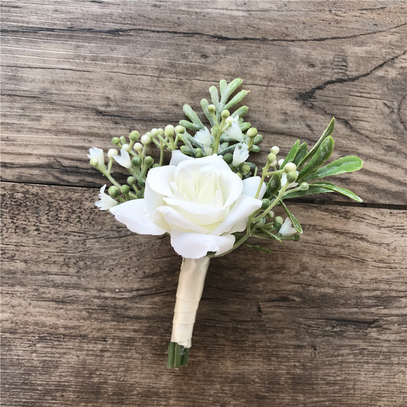 Fabric Rose Bride and Groom Corsage