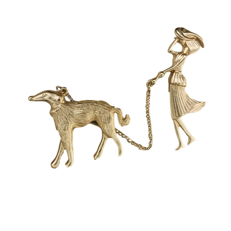 Jewelry Matte Gold Dog Walker Collection Brooch