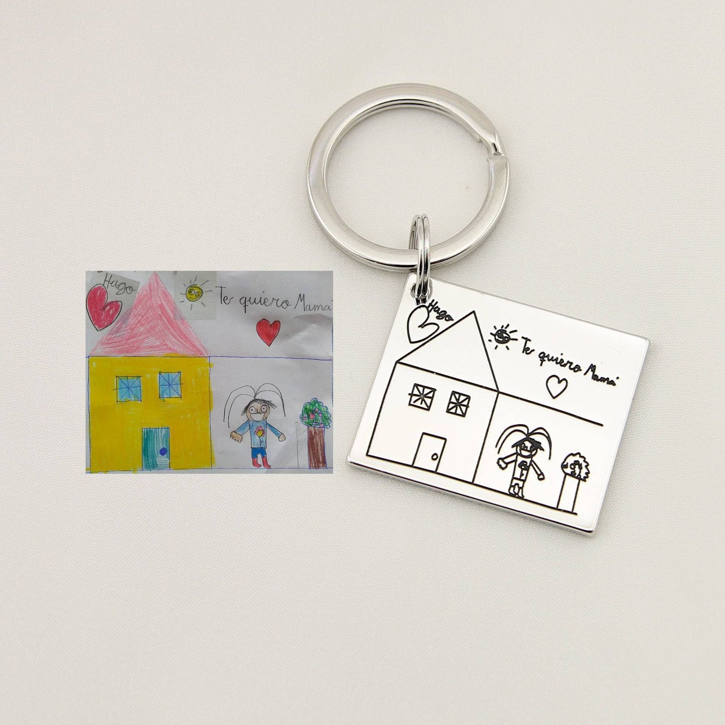 Realistic Hand Drawn Children's Painting Keychain