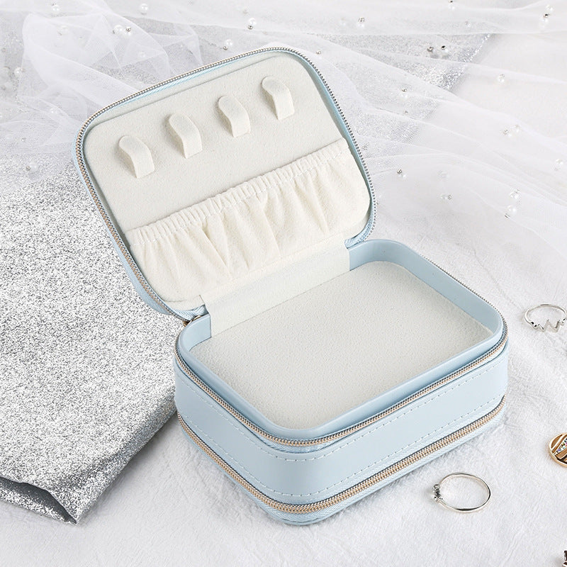 Simple Zipper Leather Jewelry Box