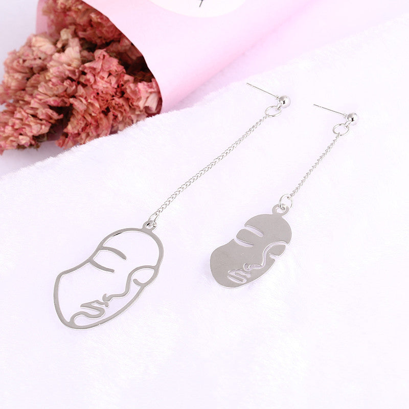 Popular Explosive Ear Jewelry Pendant Set Personality Trend Woman Head Earrings