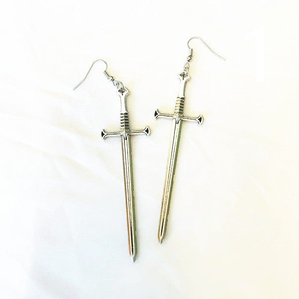 Exaggerated Personality Gothic Bronze Sword Fashion Knife Creative Earrings Alloy