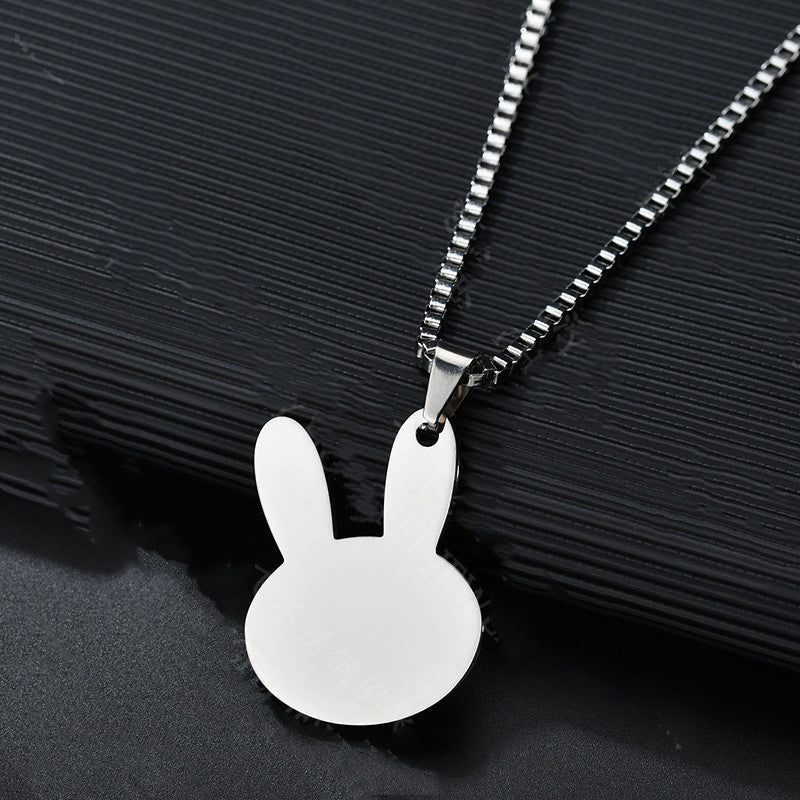 Cartoon rabbit stainless steel lettering military card