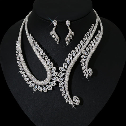 INS Wind Zircon Necklace Earring Set