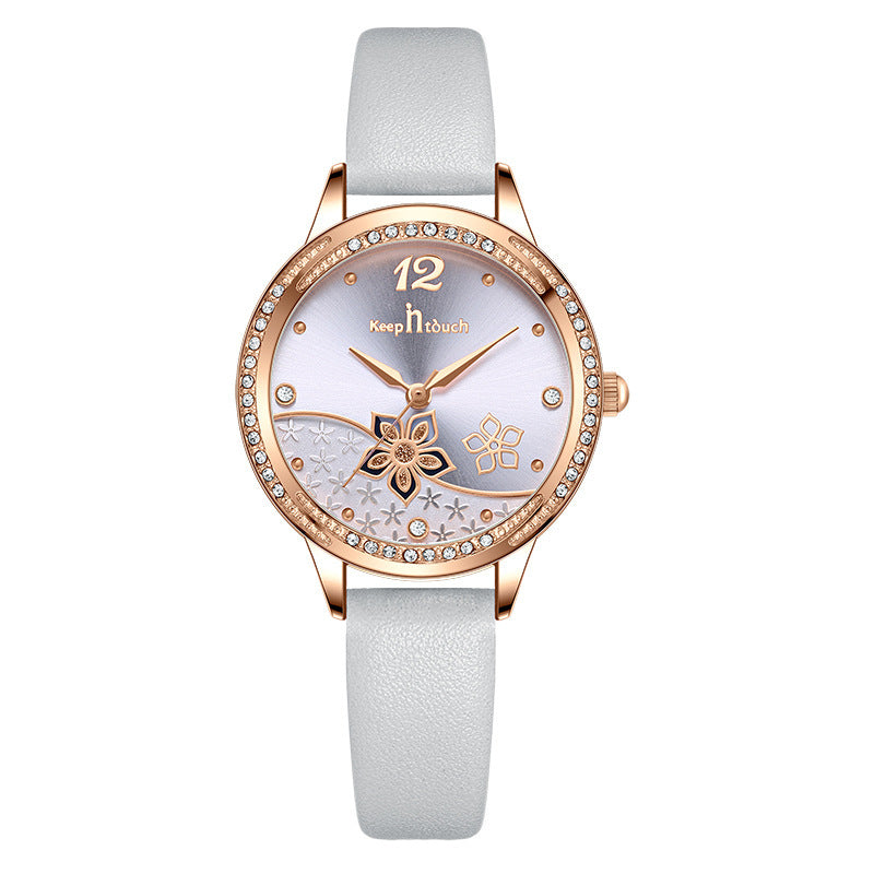 Simple And  Flower Waterproof Watch Women's Trendy Watch