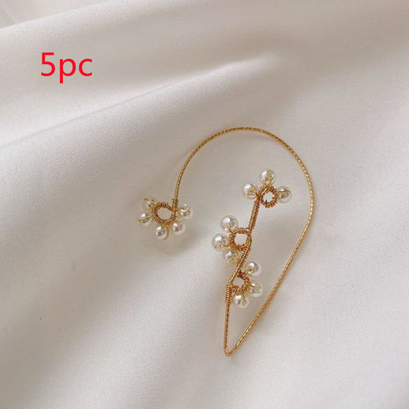 New Summer Fashion Net Celebrity Cold Wind Braided Pearl Earrings