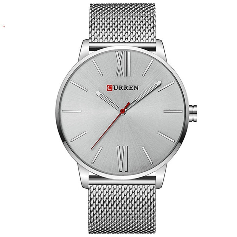 Men's Fashion Color Dial Stainless Steel Strap Wrist Quartz Watch