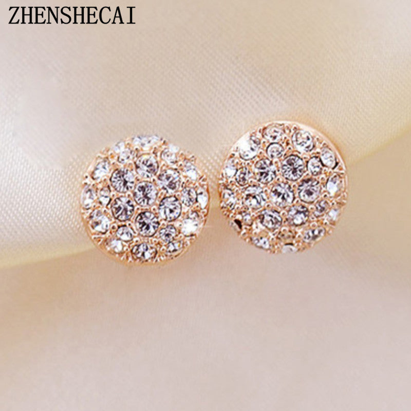 Atmospheric Full Diamond Round Earrings