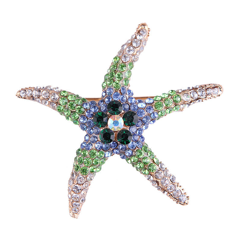 Women's Fashionable All-match Diamond Starfish Brooch