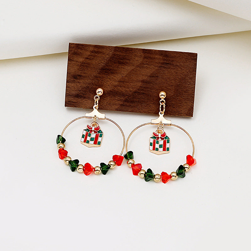 Cartoon Christmas Series Earrings Santa Gifts