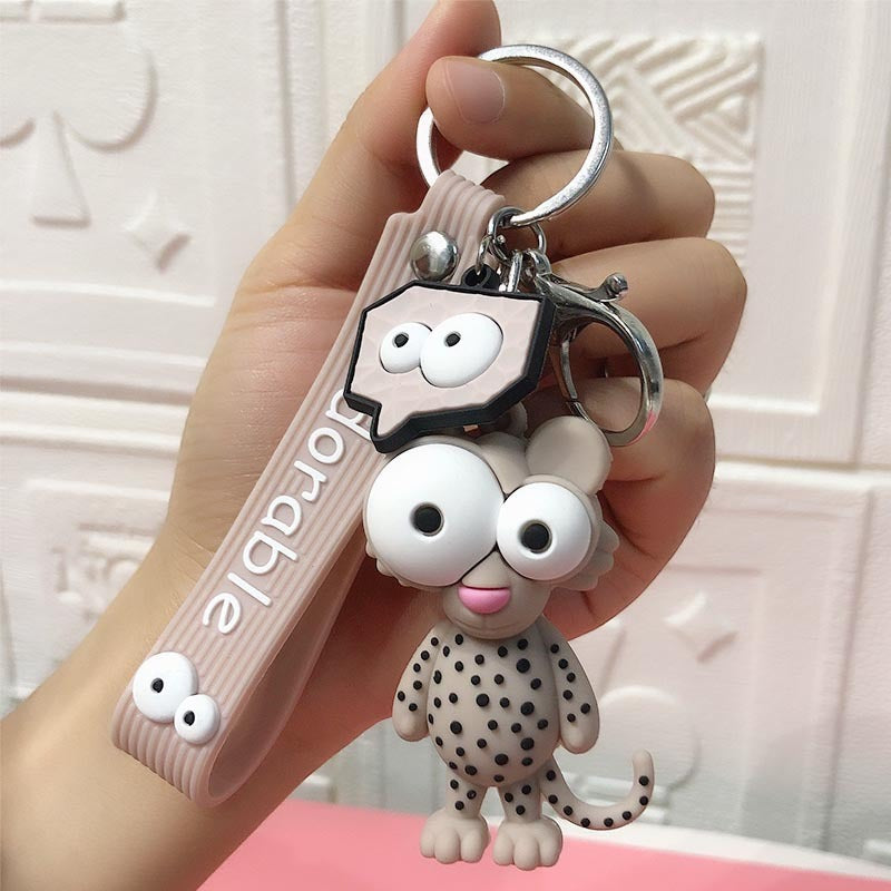 Funny Ugly Cute Eye-Eyed Elephant Keychain Cute Cartoon Epoxy Eye-Eyed Cow Car Key Chain Ring Bag Pendant