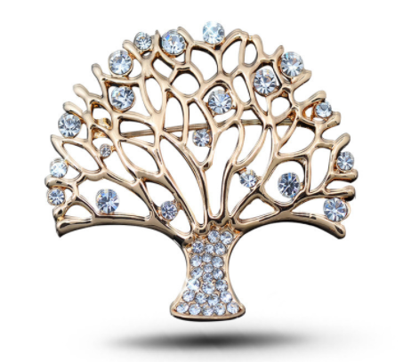 Rhinestone Small Tree Brooch High Profile And Generous Clothing